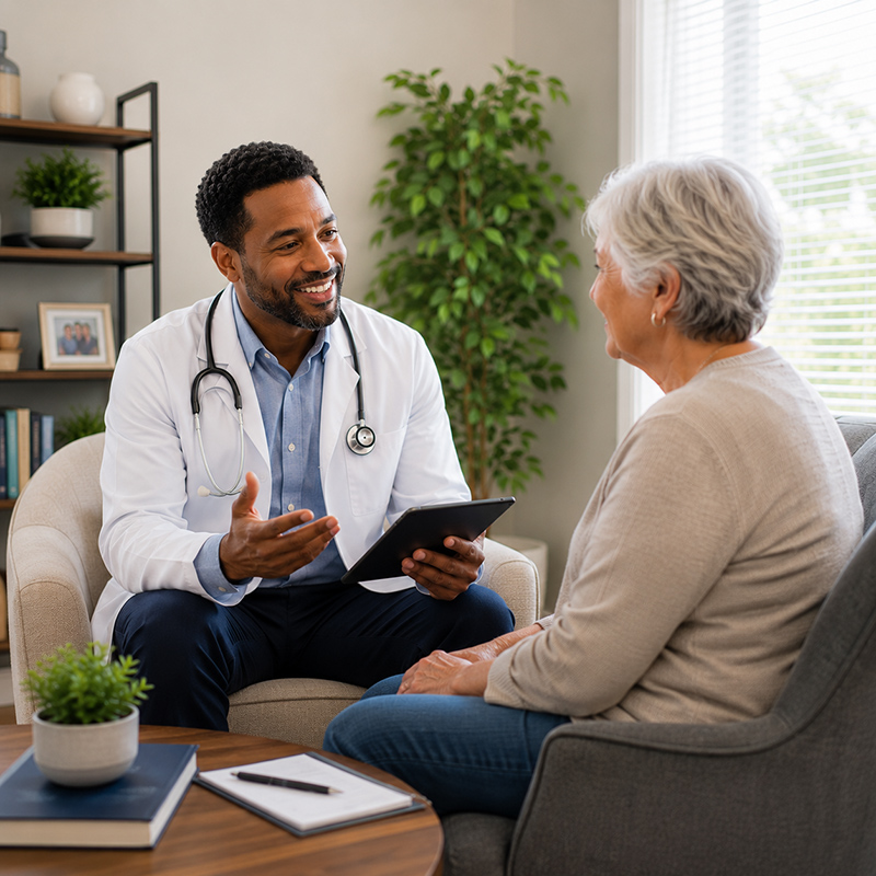 A warm medical consultation moment